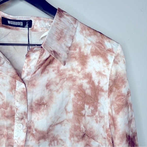 Missguided Abstract‎ Tie Dye Print Button Down Shirt Dress Size 10 NWT - Picture 5 of 10